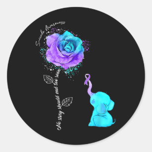 Sticker Rond Fleur de sensibilisation à la prévention du suicid