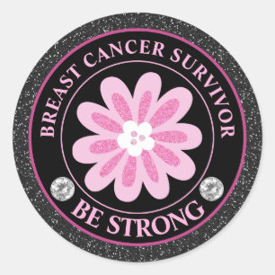 Sticker Rond Fleur de sensibilisation au cancer du sein Surviva