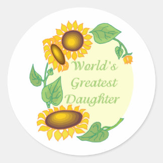 Sticker Rond Fleur de soleil de la plus grande fille du monde