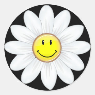 Sticker Rond Fleur de sourire de marguerite