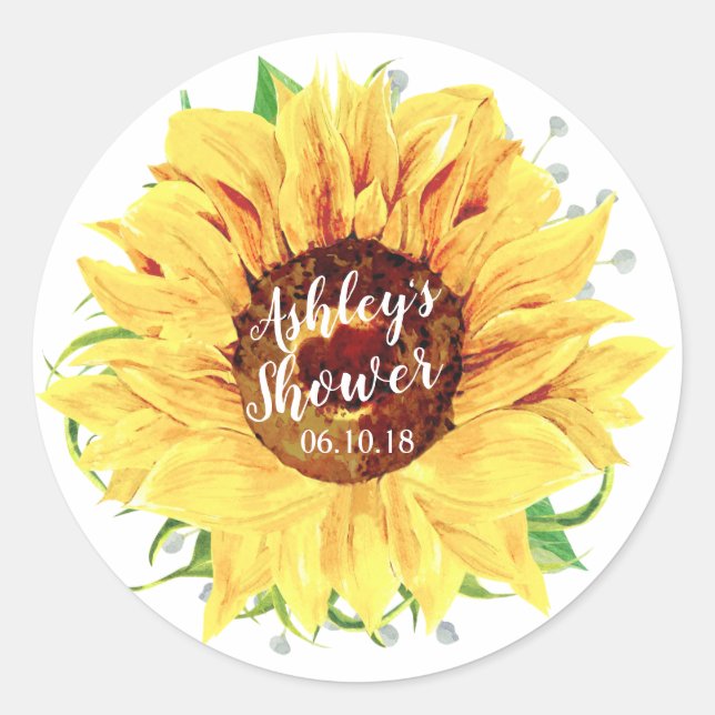 Sticker Rond Fleur de tournesol jaune Fête des mariées (Devant)