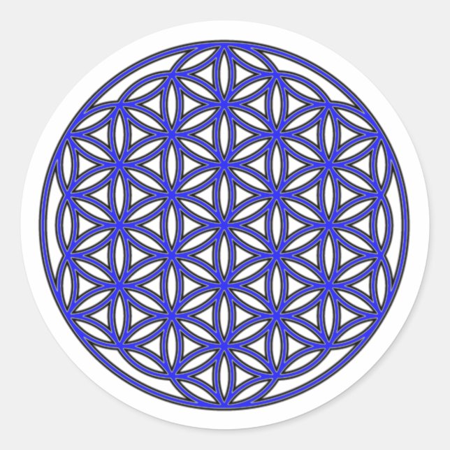 Sticker Rond Fleur de vie bleu simple (Devant)