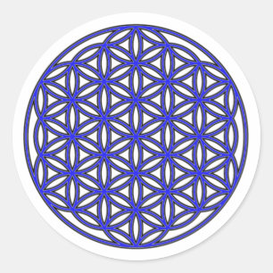 Sticker Rond Fleur de vie bleu simple