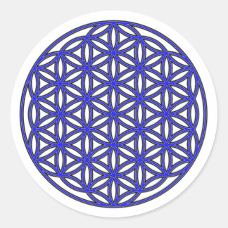 Sticker Rond Fleur de vie bleu simple