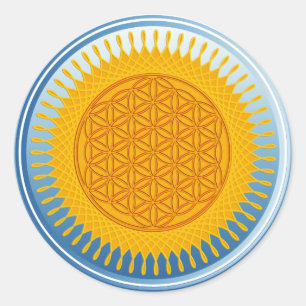 Sticker Rond Fleur de vie / Blume des Lebens - Bleu soleil