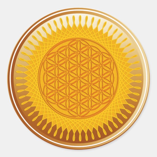 Sticker Rond Fleur de vie / Blume des Lebens - Brun soleil (Devant)