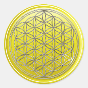 Sticker Rond Fleur de vie / Blume des Lebens - Jaune d'ARGENT