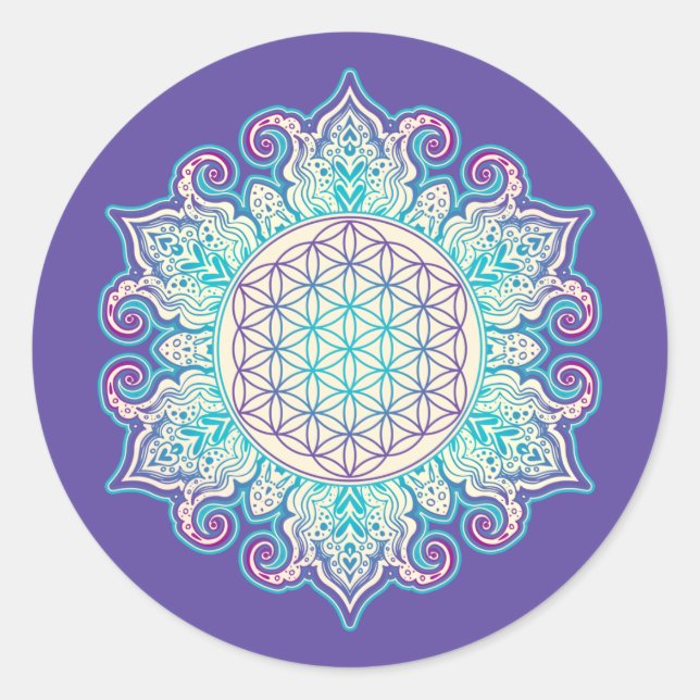 Sticker Rond Fleur De Vie - Indien Mandala 2 (Devant)