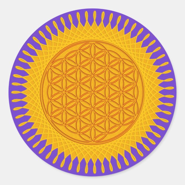 Sticker Rond Fleur de vie - jaune ensoleillé (Devant)