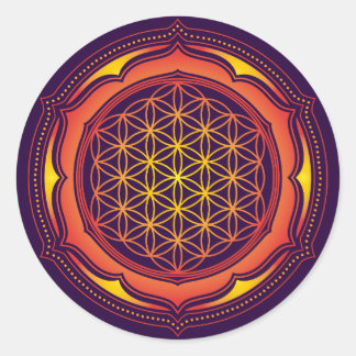 Sticker Rond Fleur de vie, Lotus, Géométrie Sacrée, Bouddhisme