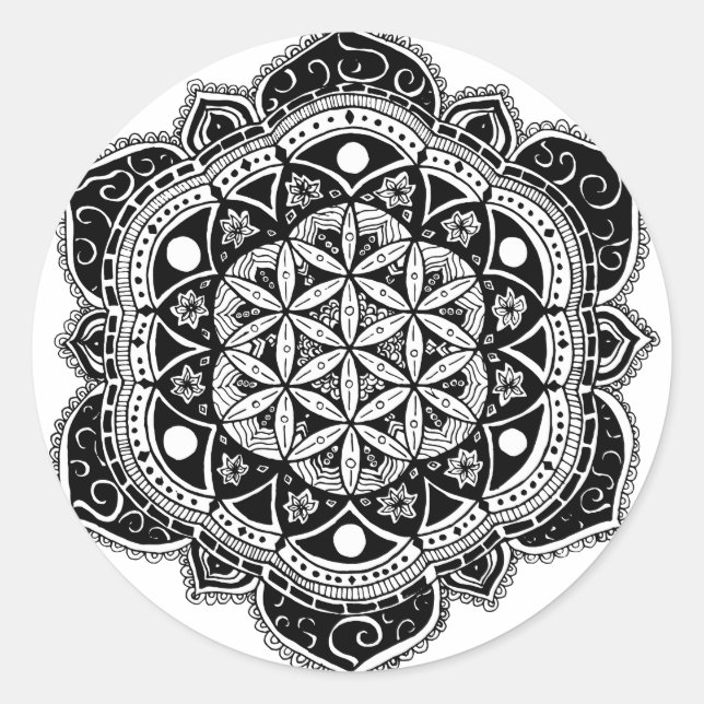 Sticker Rond Fleur de vie Mandala (Devant)