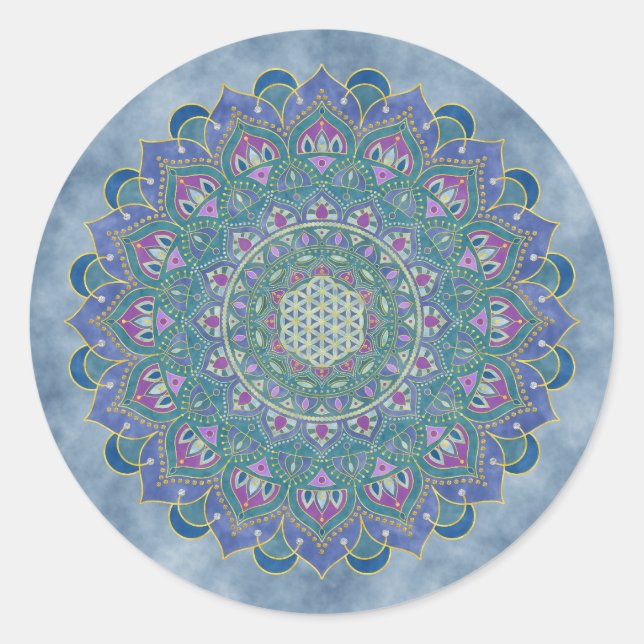 Sticker Rond Fleur De Vie - Mandala India Style 1 (Devant)