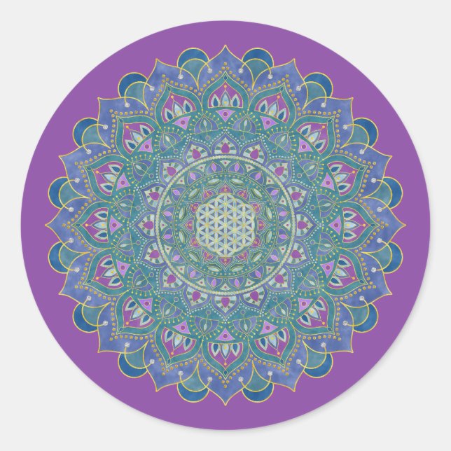 Sticker Rond Fleur De Vie - Mandala India Style 1 (Devant)