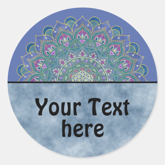 Sticker Rond Fleur De Vie - Mandala India Style 1 (Devant)