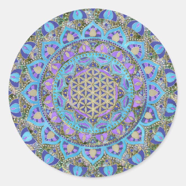 Sticker Rond Fleur De Vie - Mandala India Style 2 (Devant)