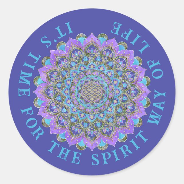 Sticker Rond Fleur De Vie - Mandala India Style 2 (Devant)