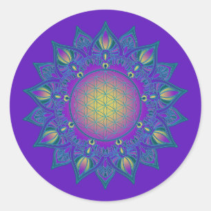 Sticker Rond Fleur De Vie - Mandala Indien 3
