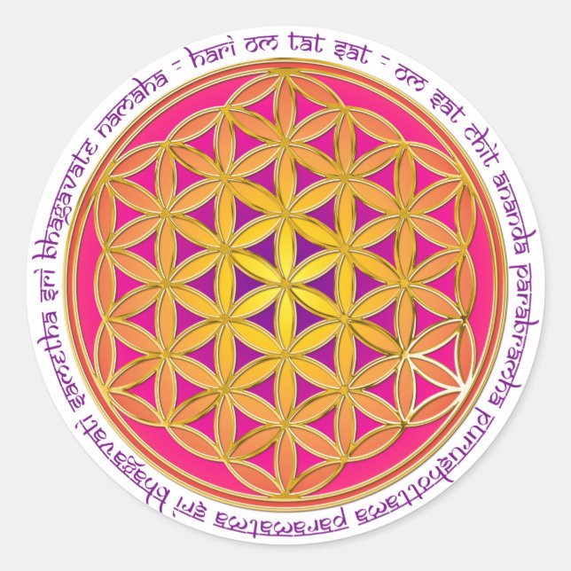 Sticker Rond Fleur De Vie / Mantra Moola (Devant)