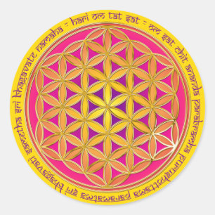 Sticker Rond Fleur De Vie / Mantra Moola   jaune