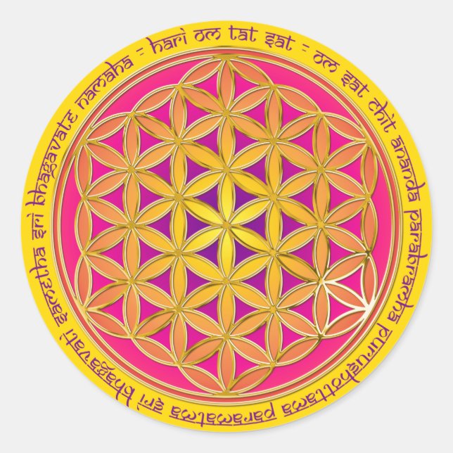 Sticker Rond Fleur De Vie / Mantra Moola | jaune (Devant)