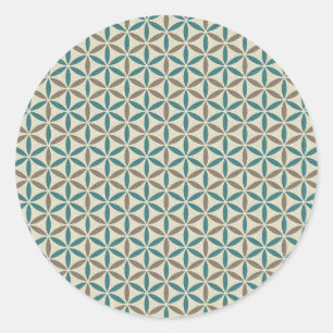 Sticker Rond Fleur de vie - motif de timbre - BG 1