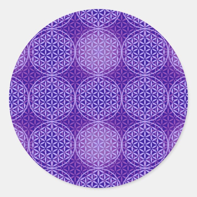 Sticker Rond Fleur de vie - motif de timbre - violet (Devant)