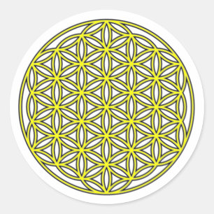 Sticker Rond Fleur de vie simple jaune