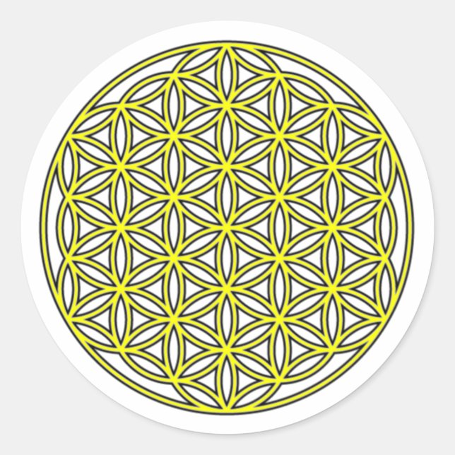 Sticker Rond Fleur de vie simple jaune (Devant)