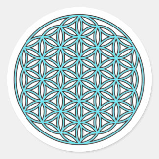 Sticker Rond Fleur de vie simple Turquoise