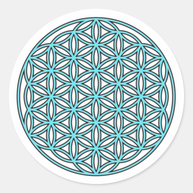 Sticker Rond Fleur de vie simple Turquoise (Devant)