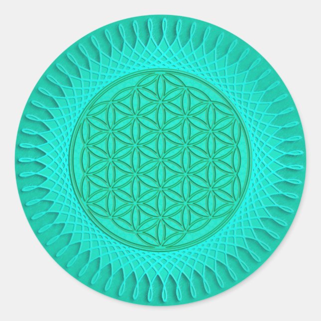 Sticker Rond Fleur de vie - soleil - motif continu 2 (Devant)