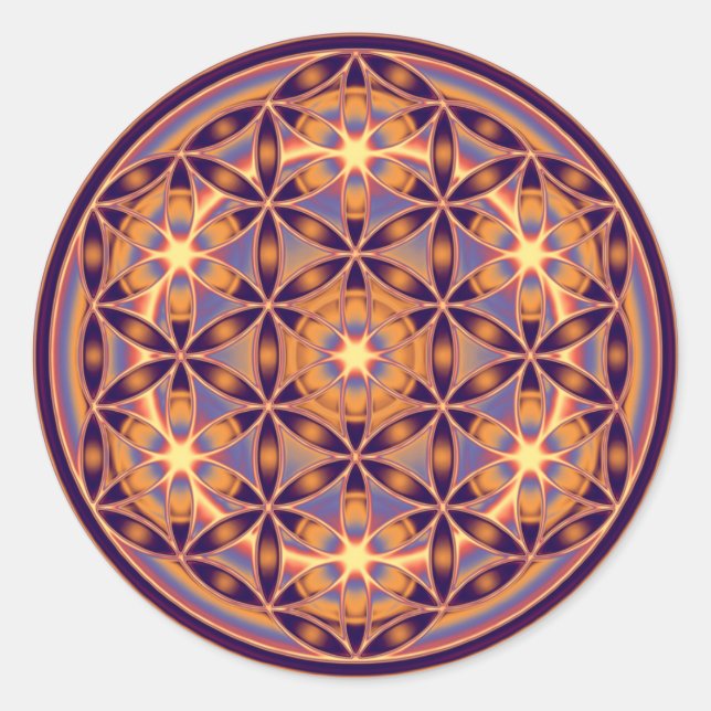 Sticker Rond Fleur De Vie - Style Bouton 02 (Devant)