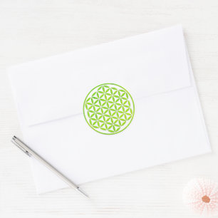 Sticker Rond Fleur de vie - vert timbre + votre dos. & idées