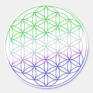 Sticker Rond Fleur de vie - Vert & Violet dégradé