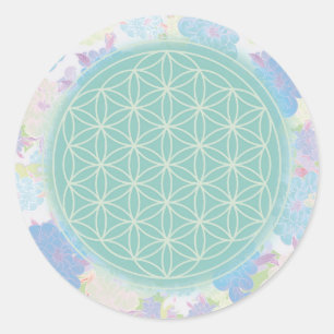 Sticker Rond fleur de vie verte,