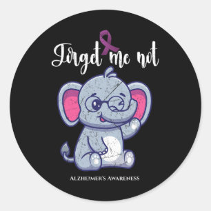 Sticker Rond Fleur d'éléphant Oubliez-Moi Pas Alzheimer Awar