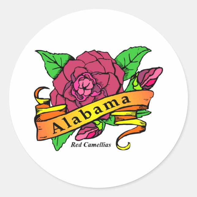 Sticker Rond Fleur d'État de l'Alabama (Devant)