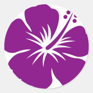 Sticker Rond Fleur d'hibiscus aloha pourpre