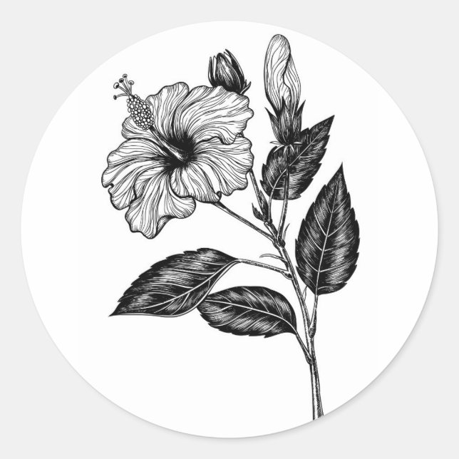 Sticker Rond Fleur d'Hibiscus III (Devant)