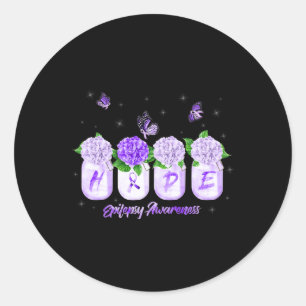 Sticker Rond Fleur d'hortensia Espoir Papillon Sensibilisation