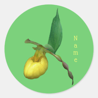 Sticker Rond Fleur d'orchidée à chlipper jaune personnalisée