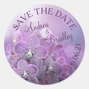 Sticker Rond Fleur d'orchidée violette Mariage personnalisé