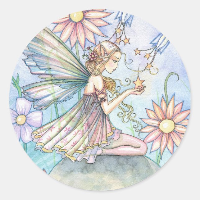 Sticker Rond Fleur douce Art de Molly Harrison (Devant)