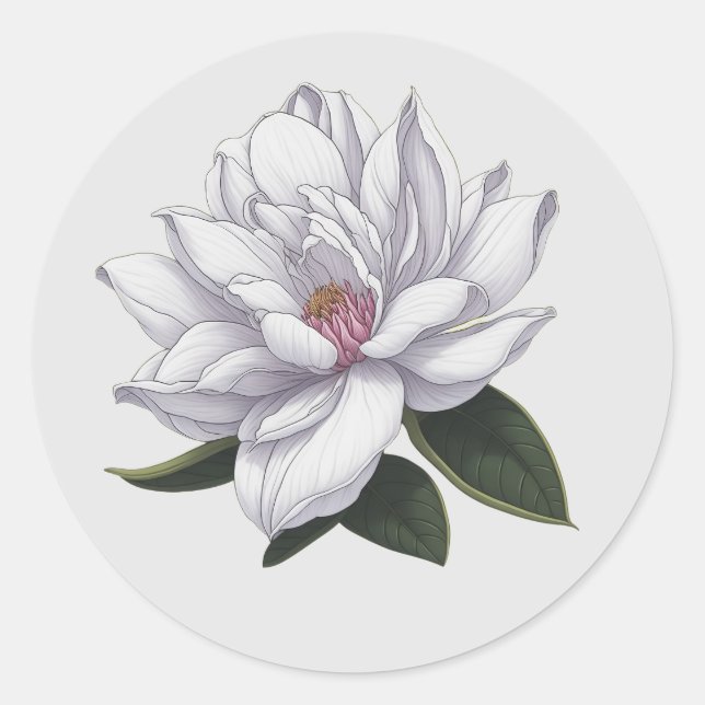 Sticker Rond Fleur douce Magnolias (Devant)