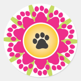 Sticker Rond Fleur Empreinte de patte