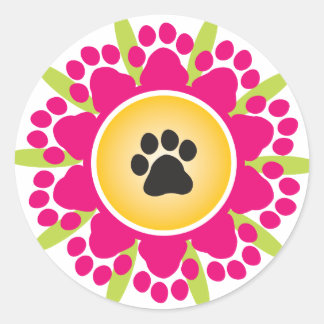 Sticker Rond Fleur Empreinte de patte