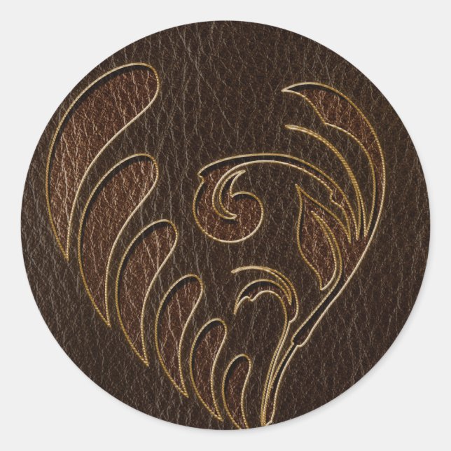 Sticker Rond Fleur en cuir foncé (Devant)