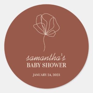 Sticker Rond Fleur en terre cuite Simple Bohème