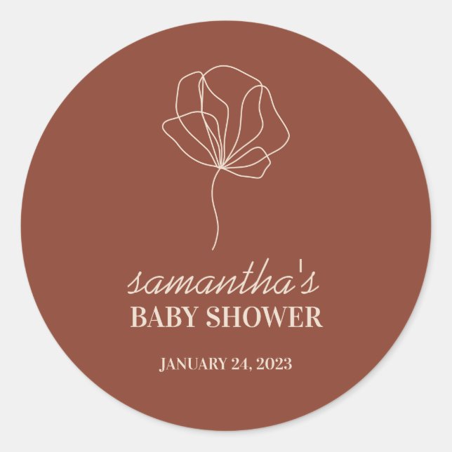 Sticker Rond Fleur en terre cuite Simple Bohème (Devant)