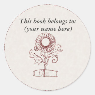 Sticker Rond Fleur et livre